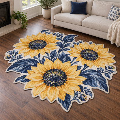 Sunflower Blue Porcelain TD131026295 Custom Shape Area Rug