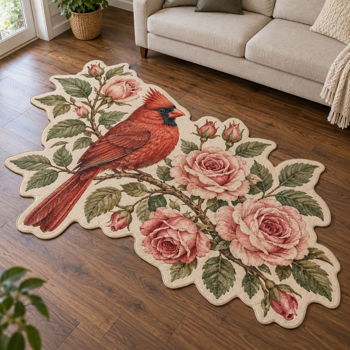 Cardinal Rose Branch TD131026296 Custom Shape Area Rug