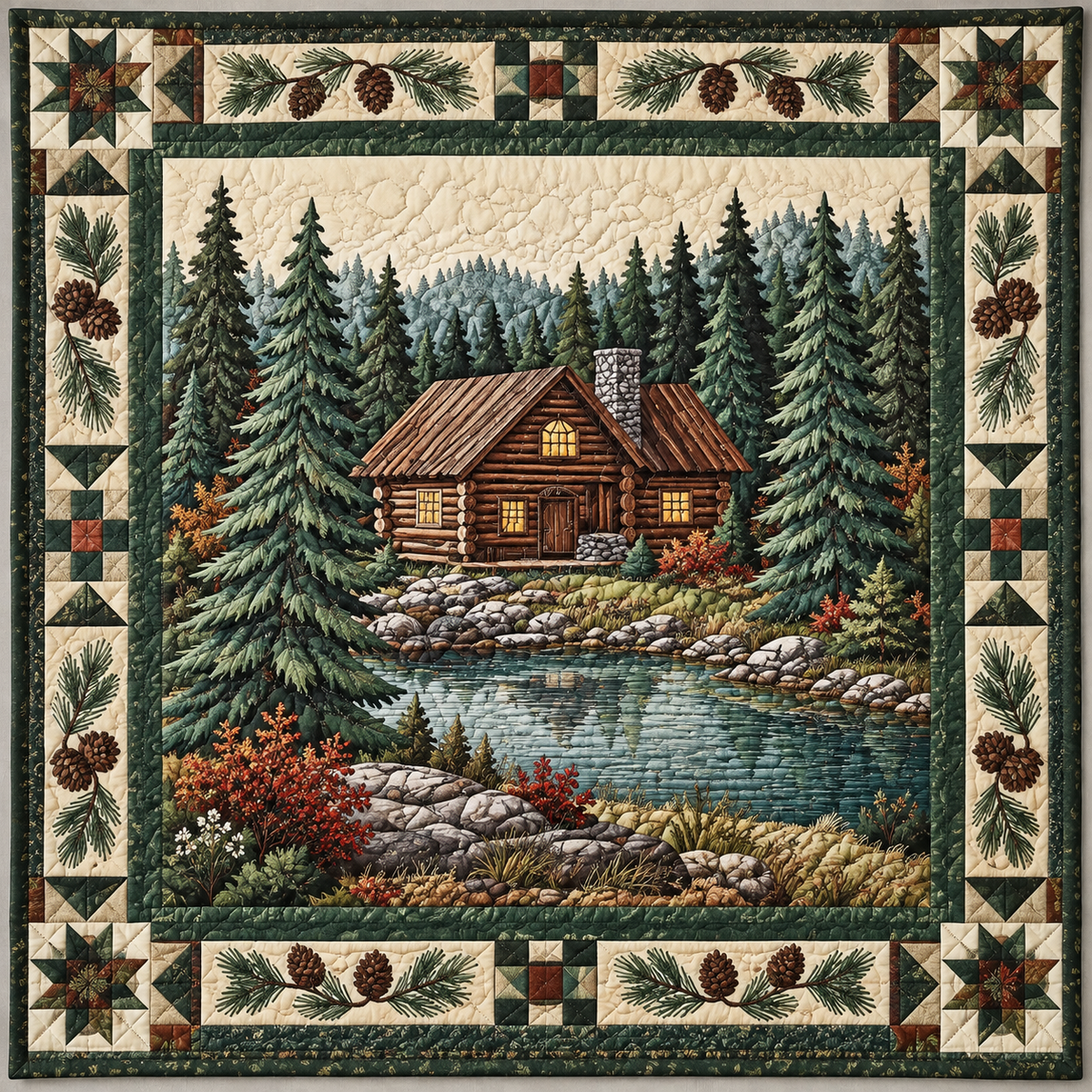 Mountain Log Cabin TD141026797 Quilt Blanket