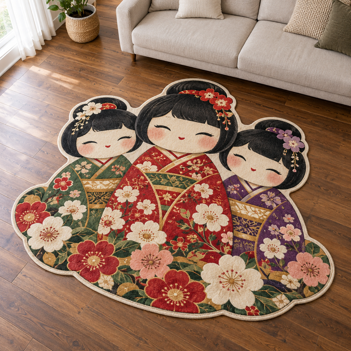 Kokeshi Keepsakes TD131026298 Custom Shape Area Rug