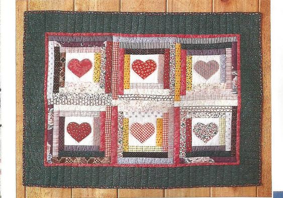 Log Cabin Heart CLDY180624140 Quilted Placemats