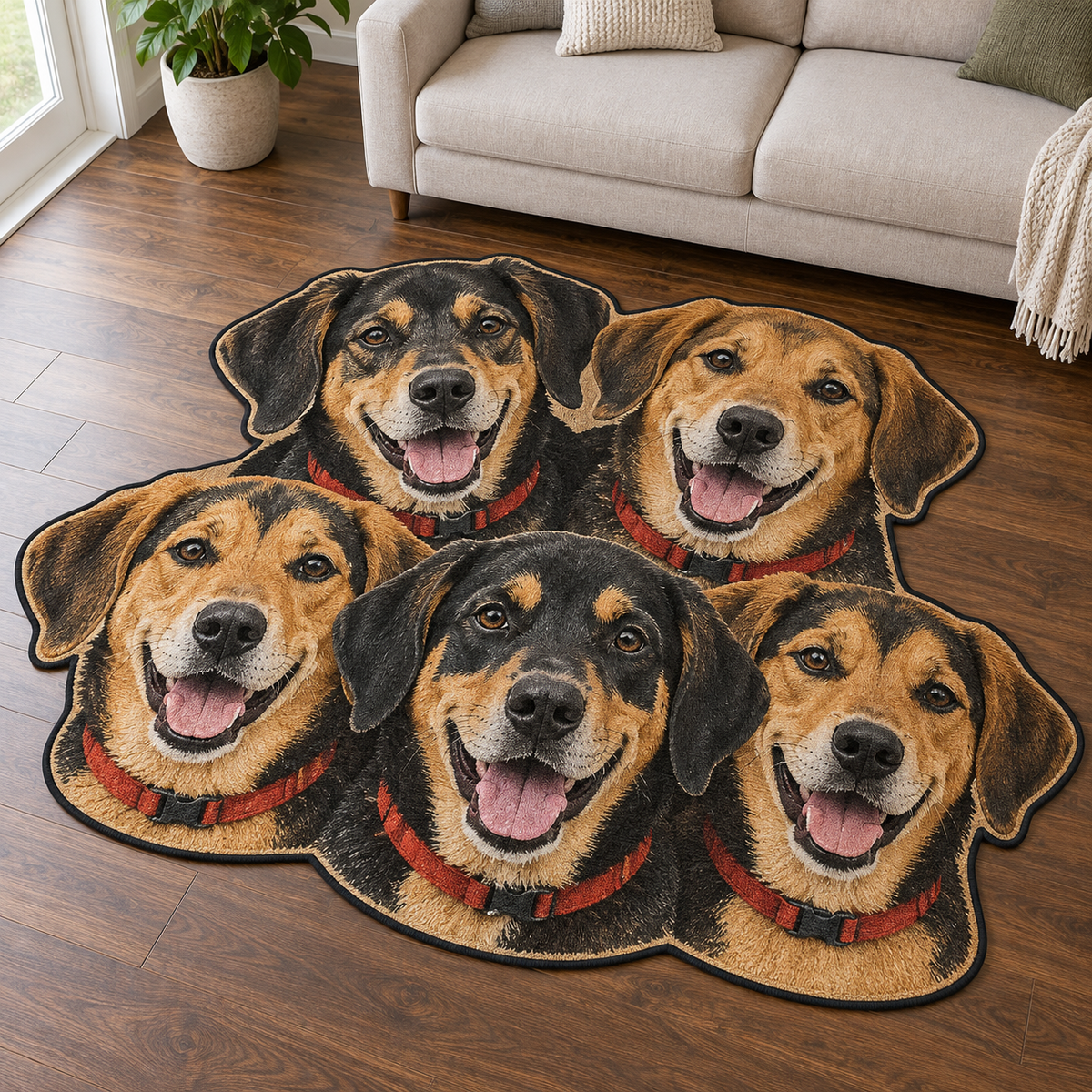 Happy Dog Portraits TD131026302 Custom Shape Area Rug