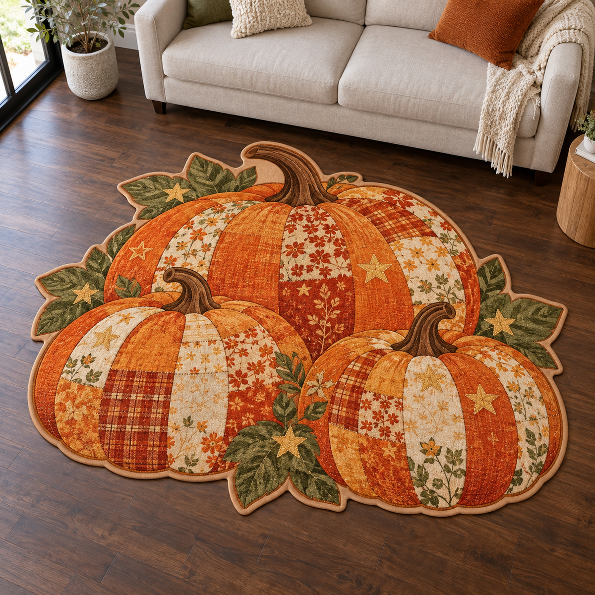 Pumpkin Star Patchwork TD131026303 Custom Shape Area Rug