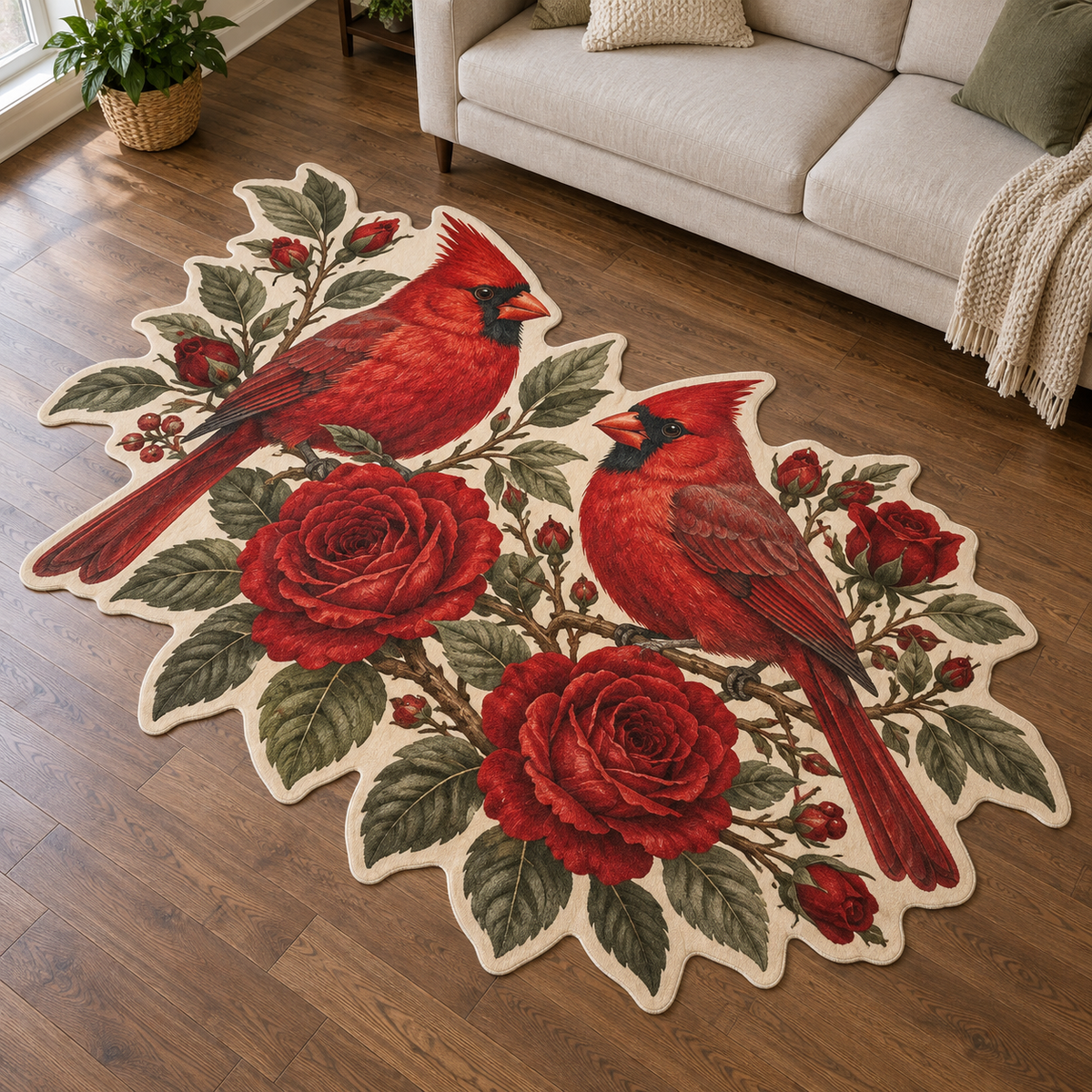 Cardinal Rose Pair TD131026306 Custom Shape Area Rug