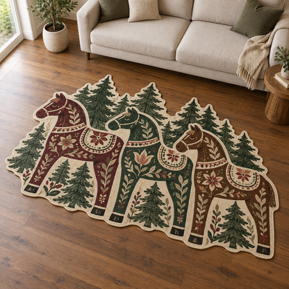 Christmas Horse Grove TD131026307 Custom Shape Area Rug