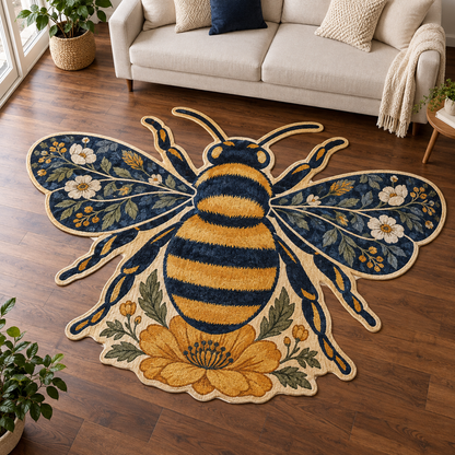 Honeybee Floral Wings TD131026308 Custom Shape Area Rug