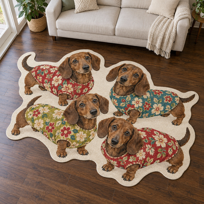 Little Dachshund Coats TD131026313 Custom Shape Area Rug