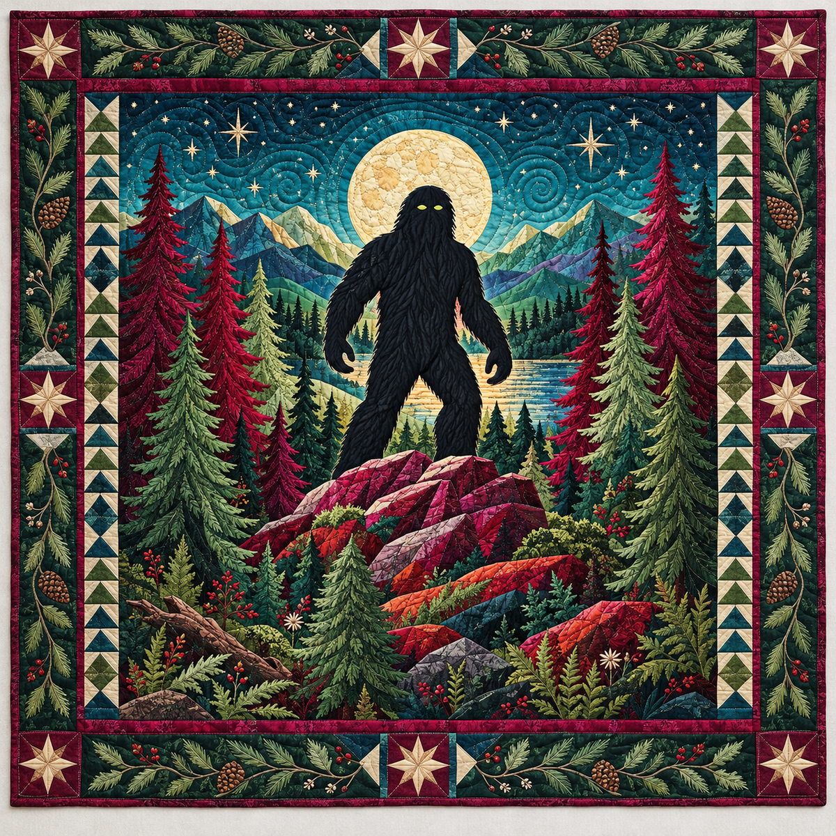 Moonlit Bigfoot Forest TD141026813 Quilt Blanket