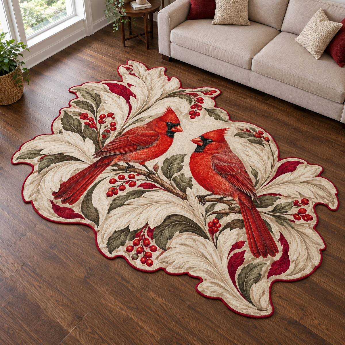 Cardinal White Plumes TD131026315 Custom Shape Area Rug