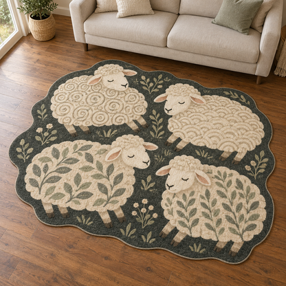 Curly Fleece Sheep TD131026316 Custom Shape Area Rug