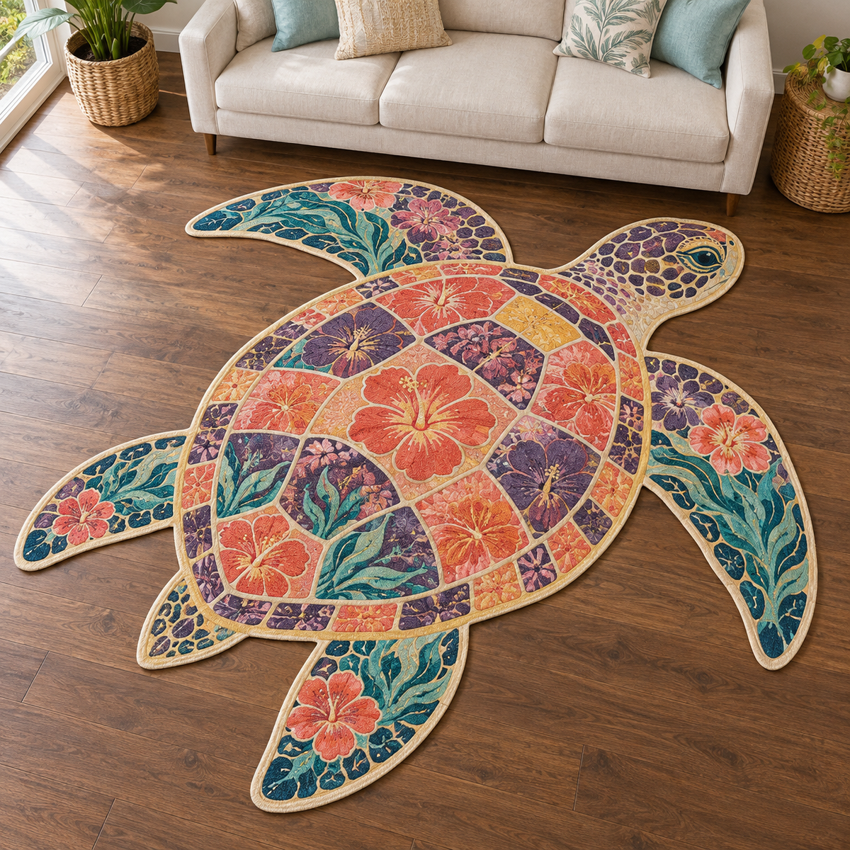 Mosaic Turtle Reef TD131026317 Custom Shape Area Rug