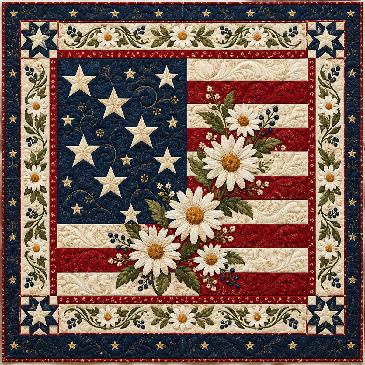 Patriotic Daisy Placemat TD141026817 Quilt Blanket