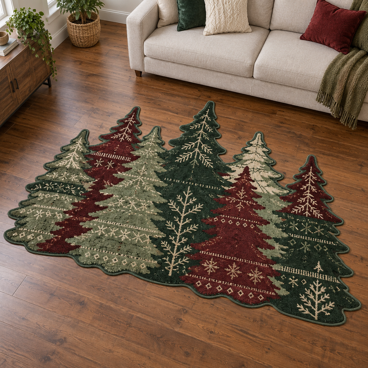 Festive Fir Grove TD131026321 Custom Shape Area Rug