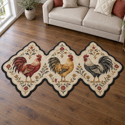 Farmyard Rooster Diamonds TD131026323 Custom Shape Area Rug