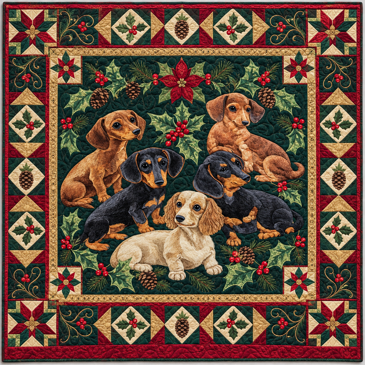 Dachshund Christmas Gathering TD141026825 Quilt Blanket