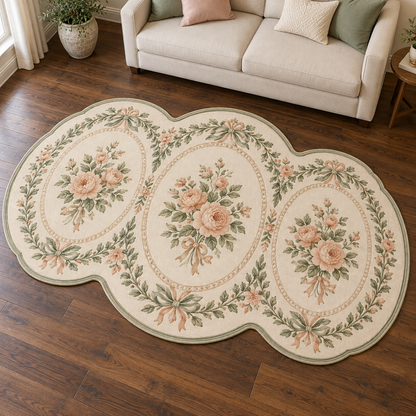 Peach Rose Cameos TD131026327 Custom Shape Area Rug
