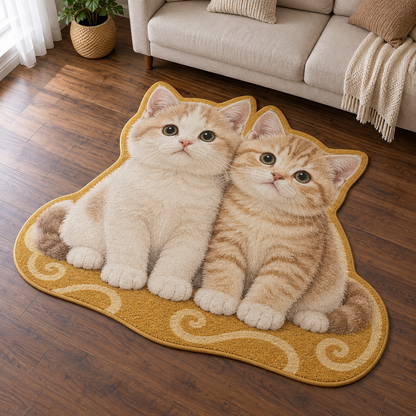 Golden Kitten Pair TD131026329 Custom Shape Area Rug