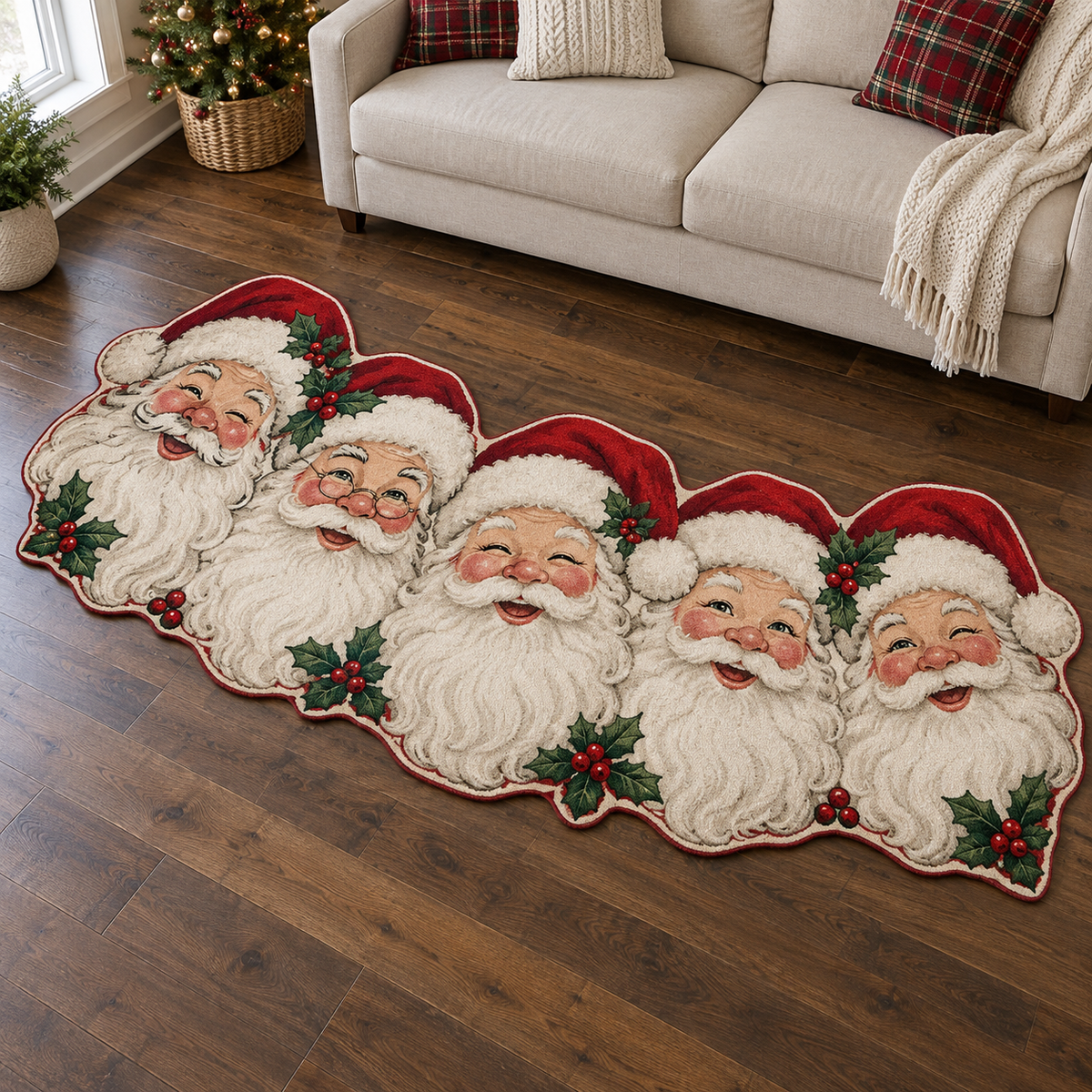 Santa Smile Parade TD131026331 Custom Shape Area Rug