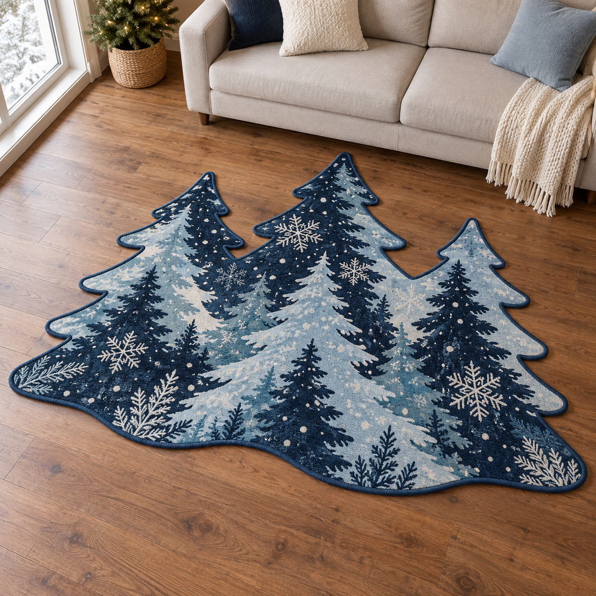 Indigo Winter Pines TD131026334 Custom Shape Area Rug