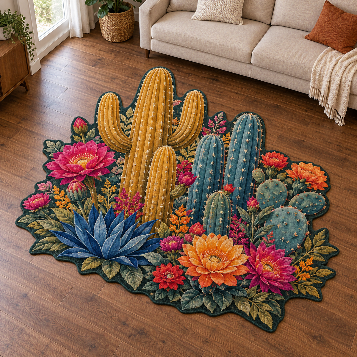 Neon Desert Garden TD131026335 Custom Shape Area Rug