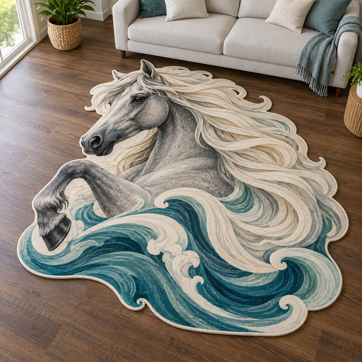 Storm Mane Stallion TD131026336 Custom Shape Area Rug