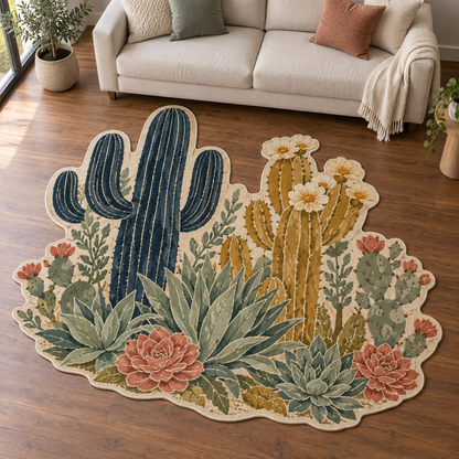 Cactus Rose Stems TD131026340 Custom Shape Area Rug
