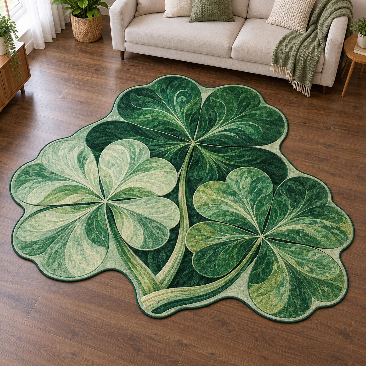 Emerald Lucky Clover TD131026342 Custom Shape Area Rug
