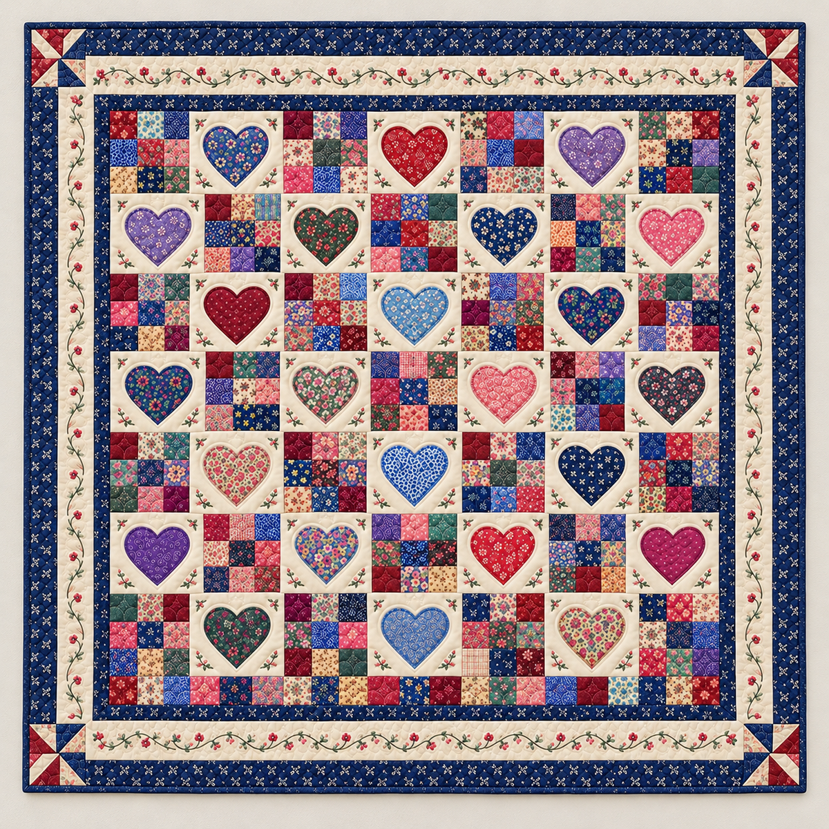 Country Heart And Scrap Block TD141026342 Quilt Blanket