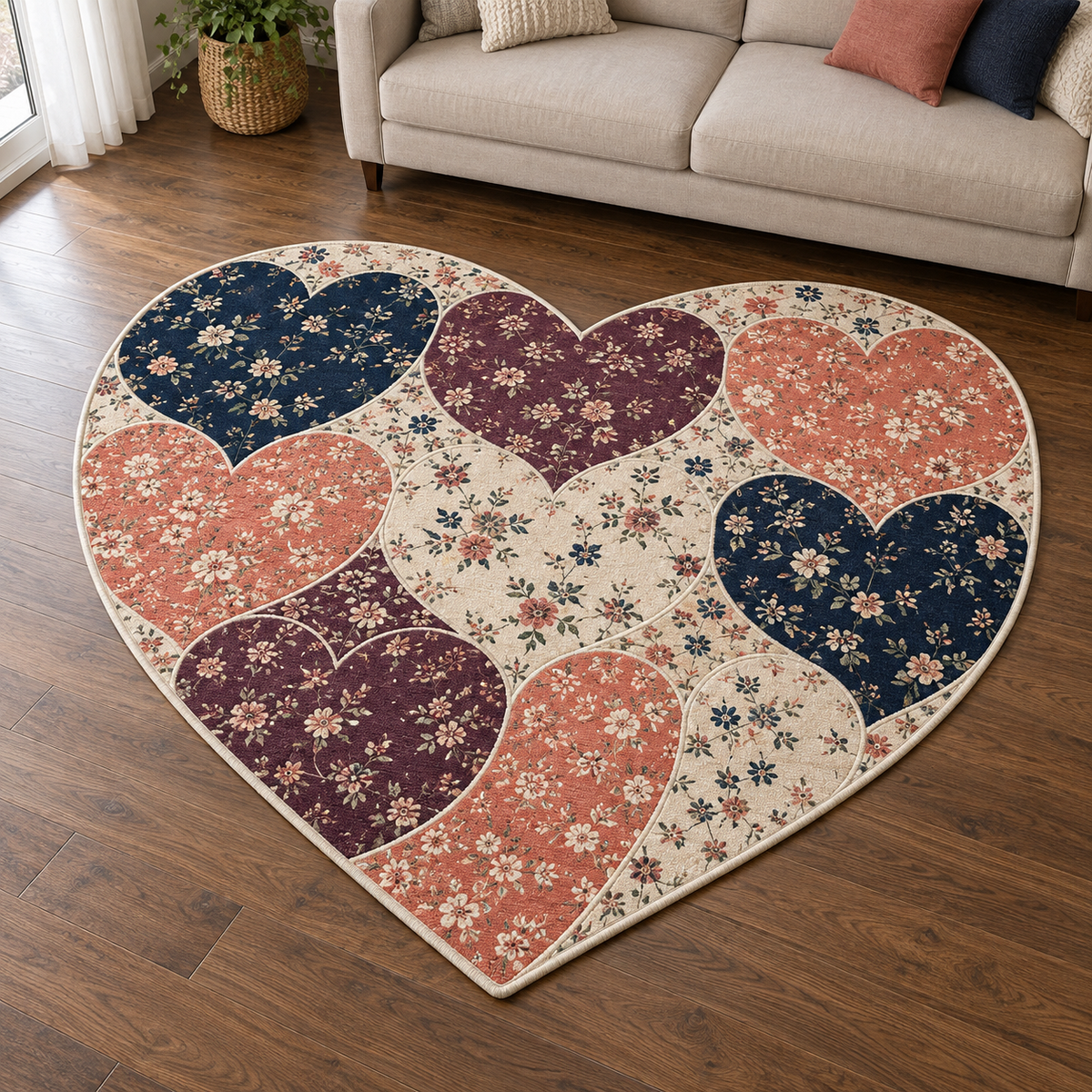 Scrappy Heart TD131026343 Custom Shape Area Rug