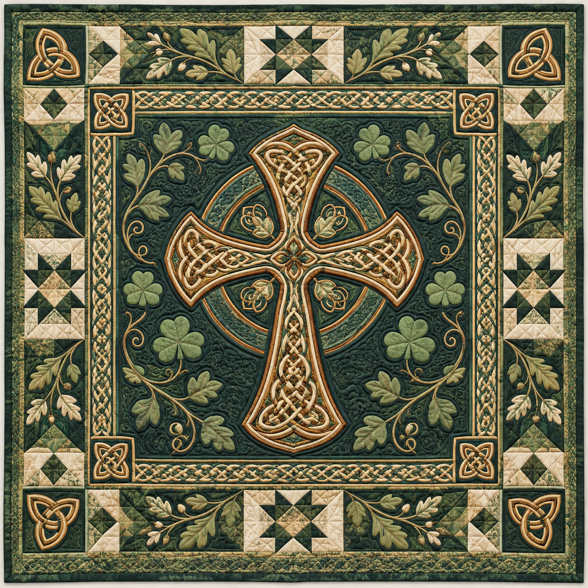Golden Celtic Crosses TD141026848 Quilt Blanket