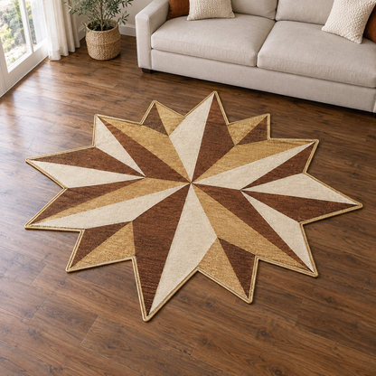 Harvest Compass Rose TD131026349 Custom Shape Area Rug