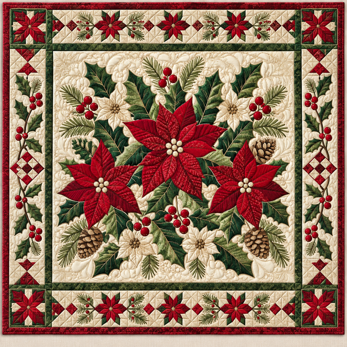 Poinsettia Charm TD141026849 Quilt Blanket