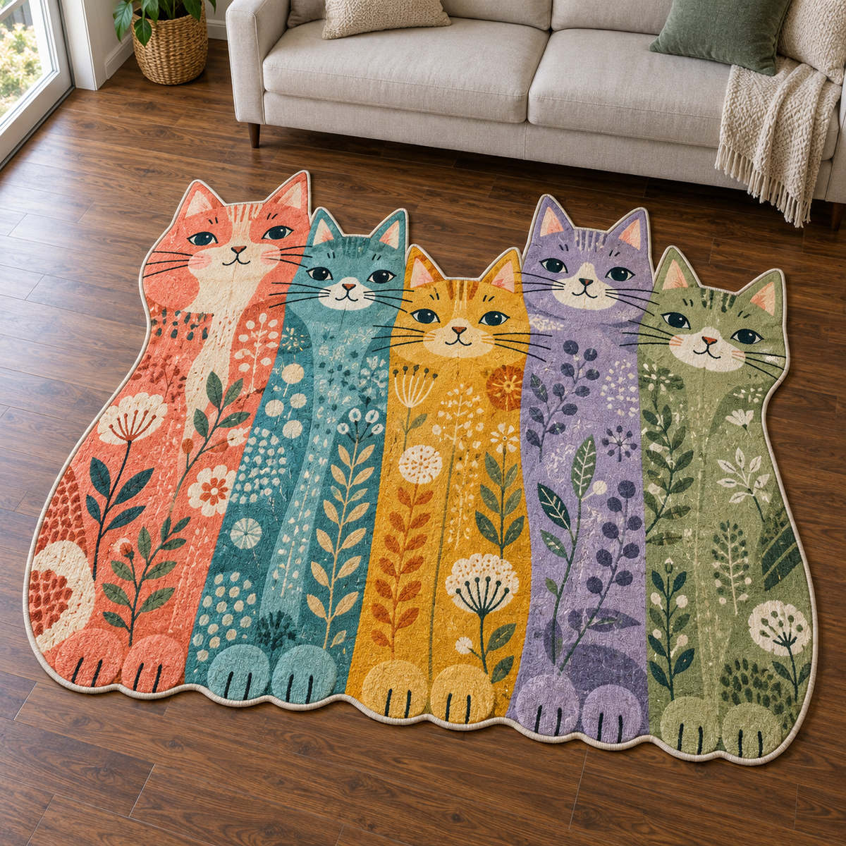 Tall Cat Rainbow TD131026353 Custom Shape Area Rug