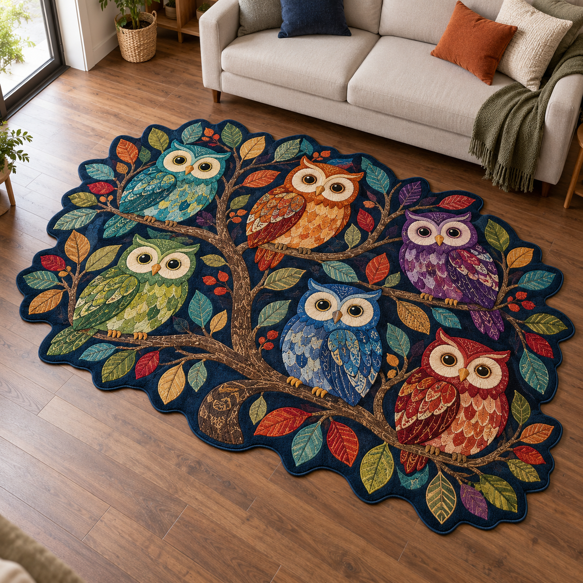 Owl Woodland Choir TD131026355 Custom Shape Area Rug