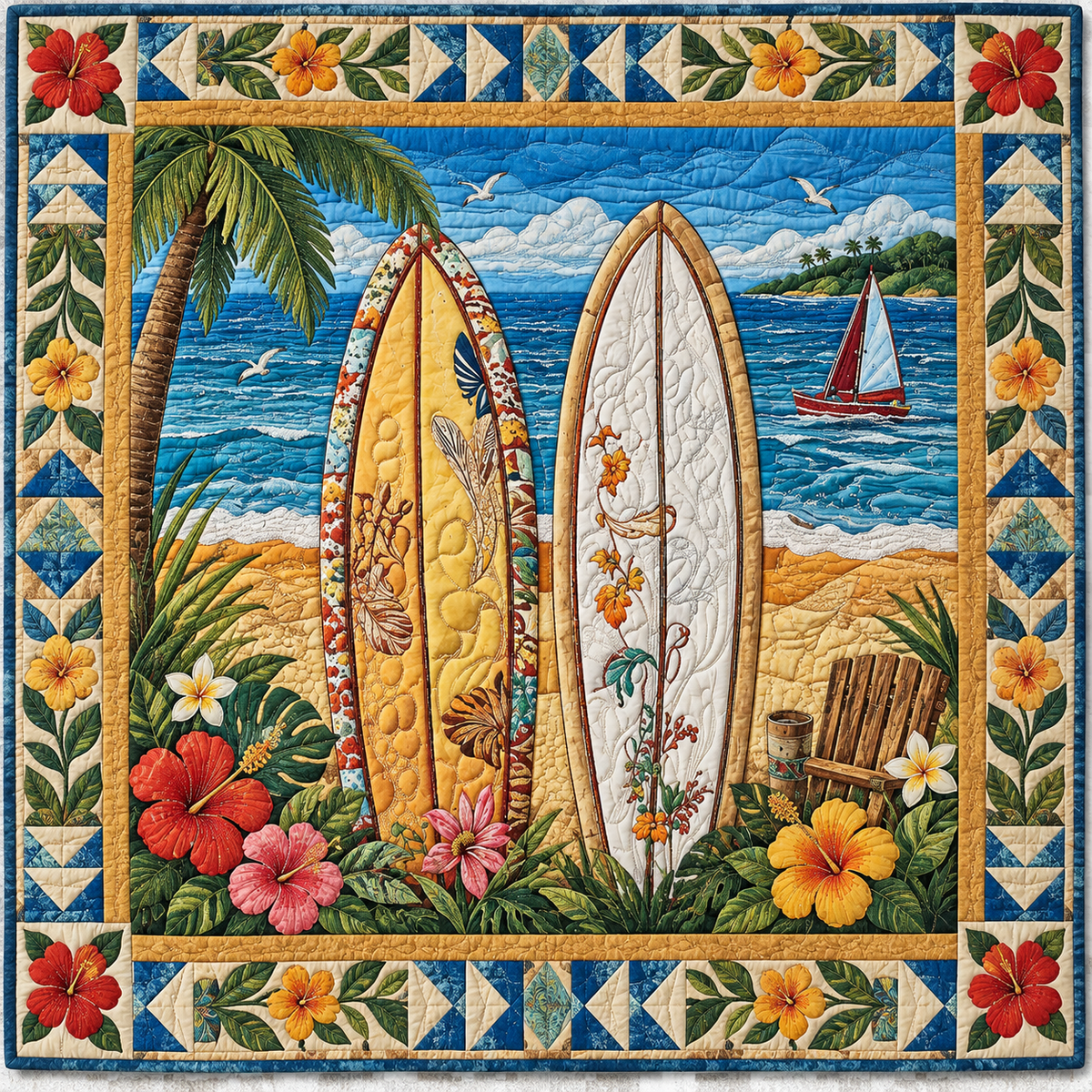 Surfboard Beach TD141026855 Quilt Blanket