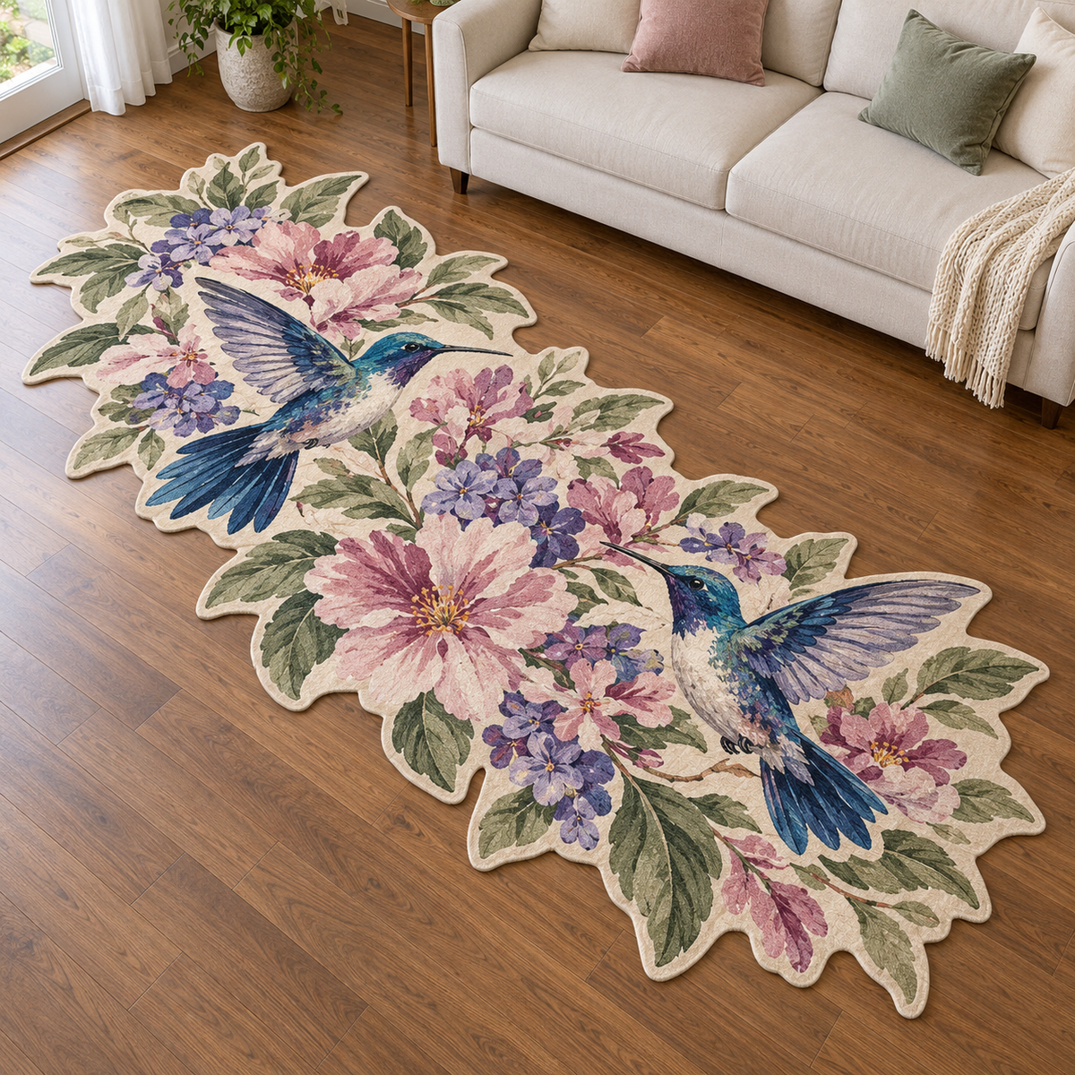 Violet Hummingbird Spray TD131026356 Custom Shape Area Rug