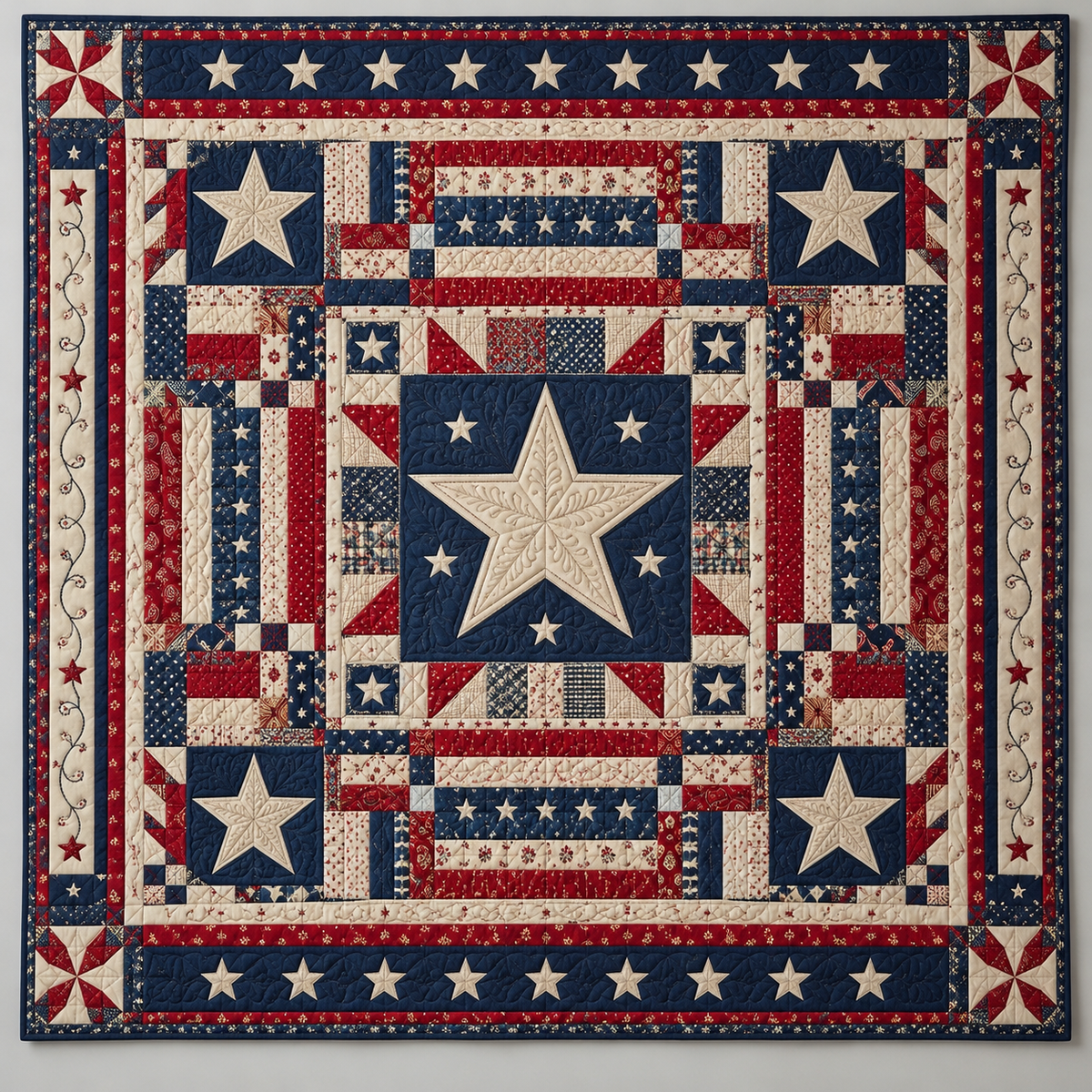 Patriotic Stars And Scrappy Stripes TD141026357 Quilt Blanket