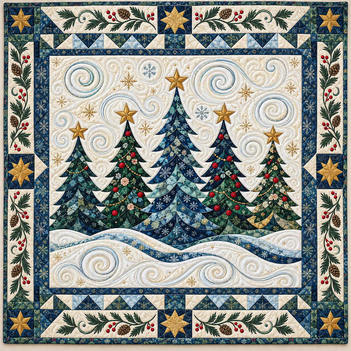 Tinsel Fir Tree Parade TD141026858 Quilt Blanket