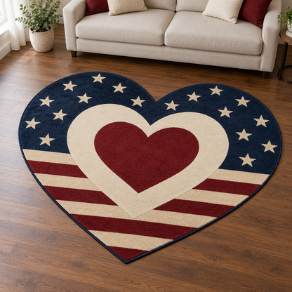 Americana Heart Crest TD131026359 Custom Shape Area Rug