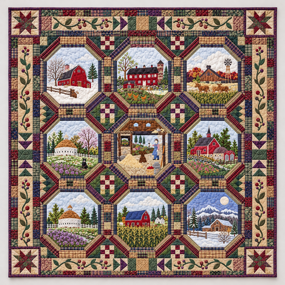 Country Barn And Farm Scene Album TD141026359 Quilt Blanket
