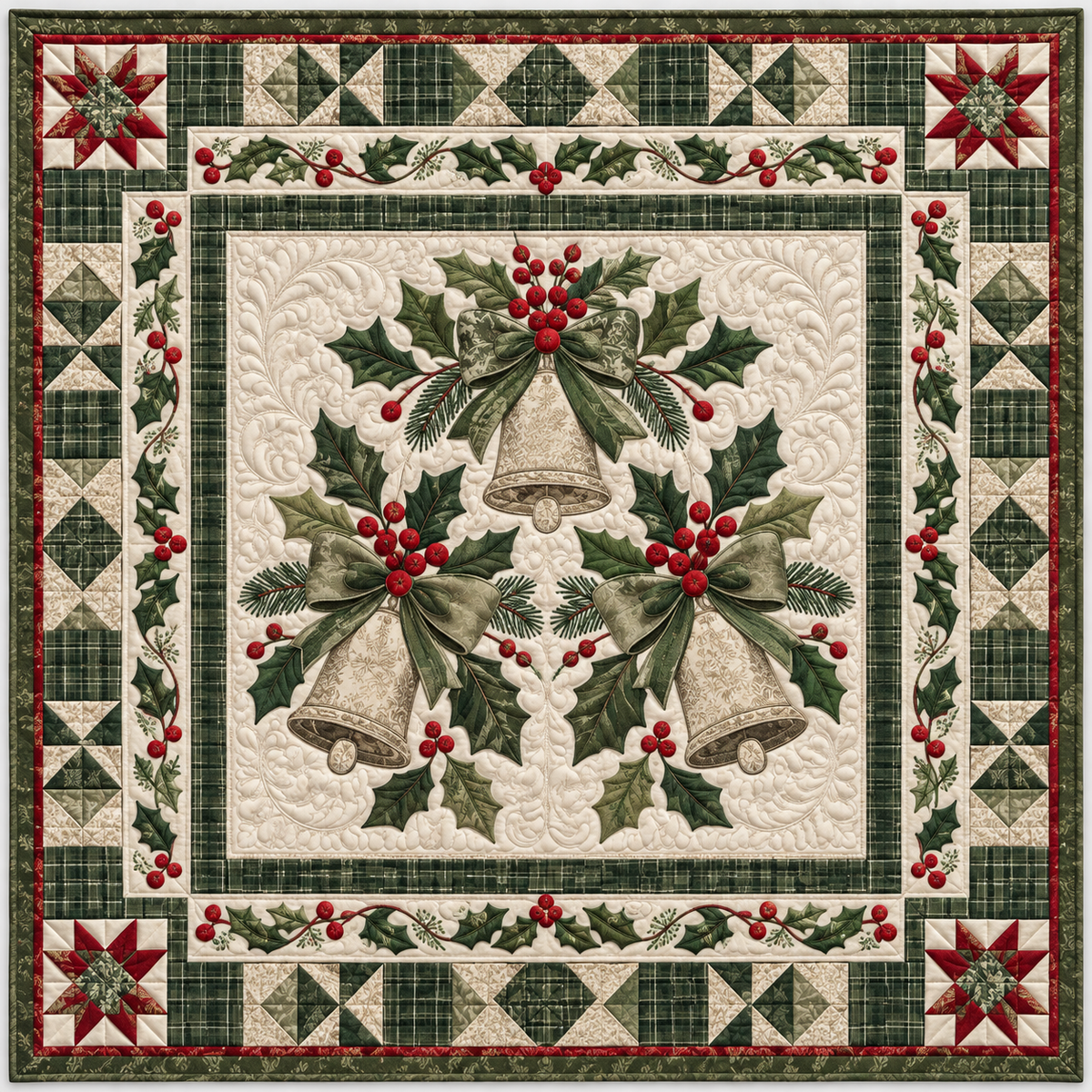 Golden Bells And Holly TD141026861 Quilt Blanket