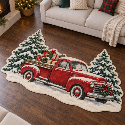 Snowy Red Pickup TD131026362 Custom Shape Area Rug
