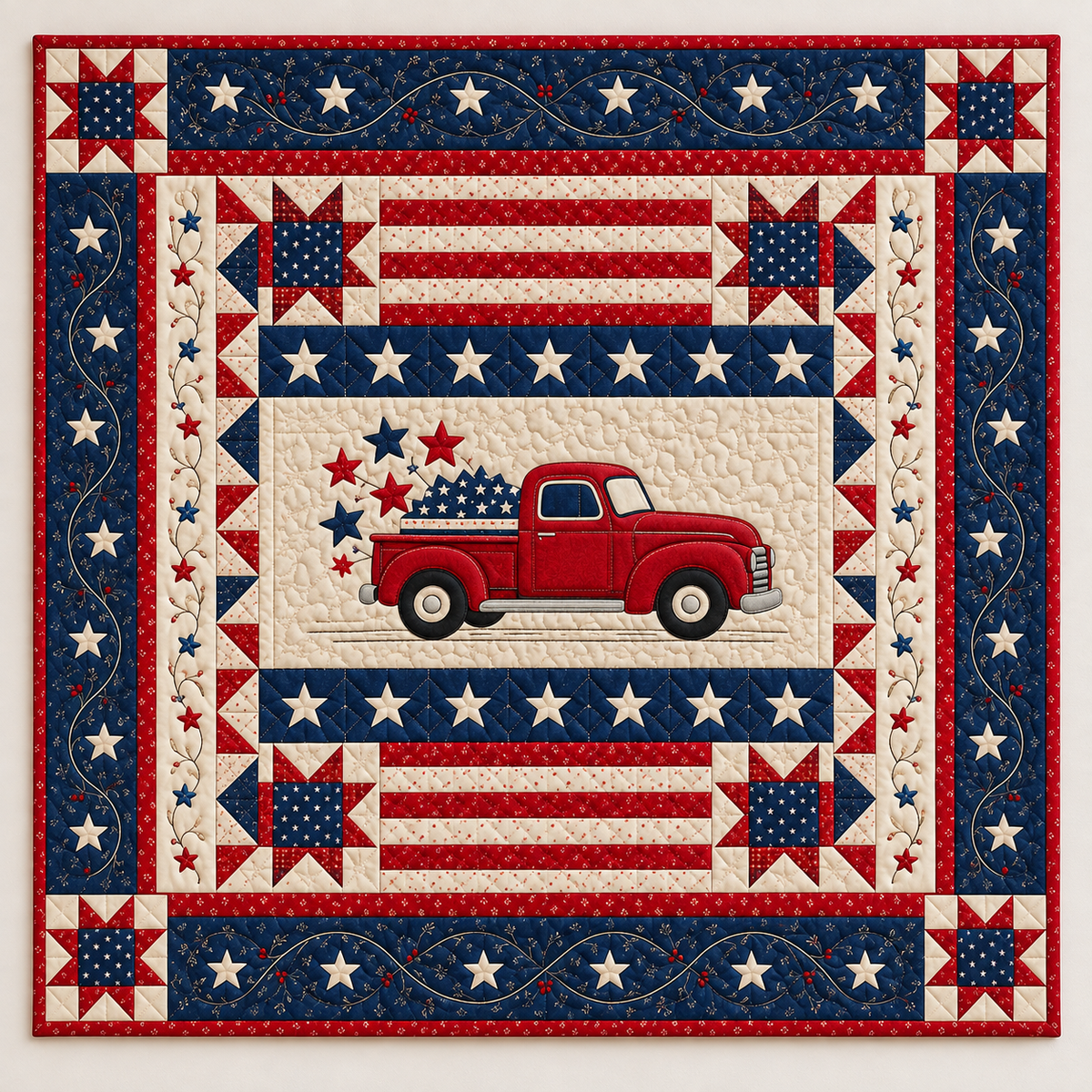 Patriotic Red Truck Stars And Stripes TD141026363 Quilt Blanket