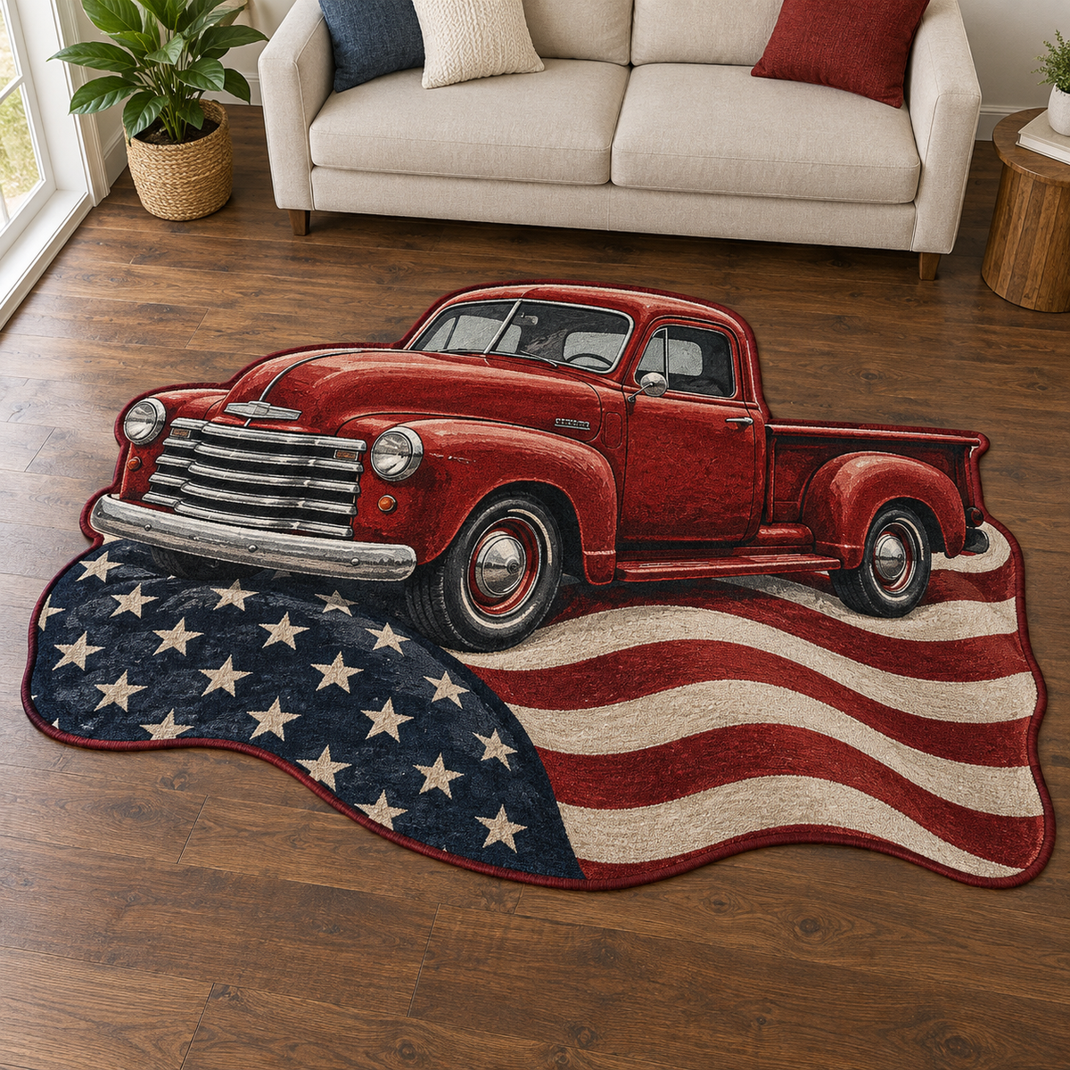 Stars Stripes Pickup TD131026364 Custom Shape Area Rug