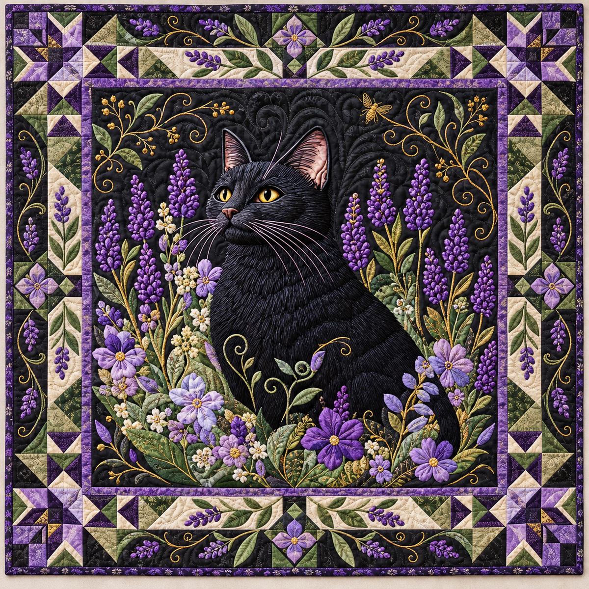 Black Cat Lavender Pouch TD141026865 Quilt Blanket