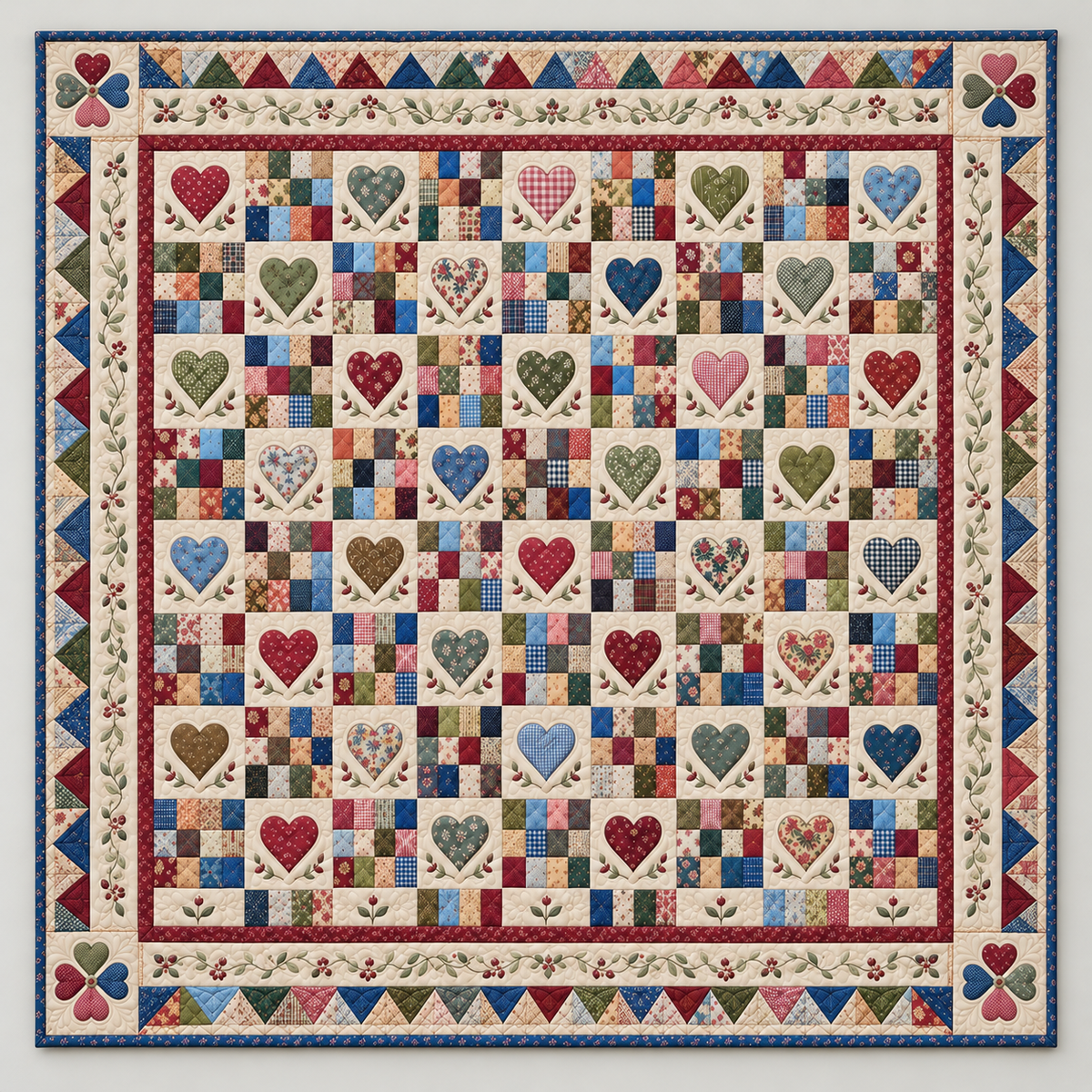 Little Hearts And Pastel Scrap Blocks TD141026367 Quilt Blanket