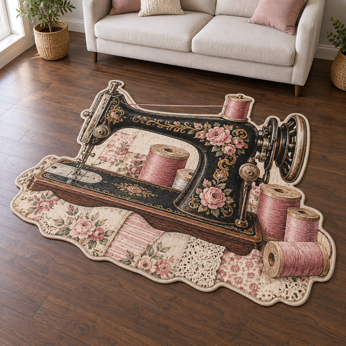 Sewing Room Keepsake TD131026369 Custom Shape Area Rug