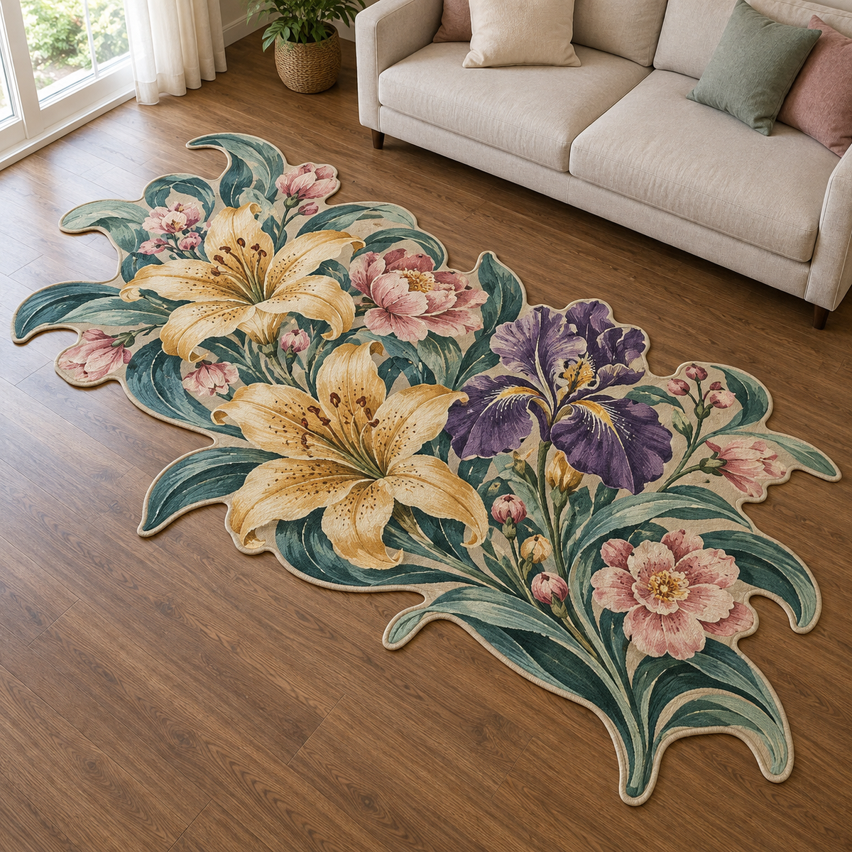 Tropical Lily Garden TD131026372 Custom Shape Area Rug