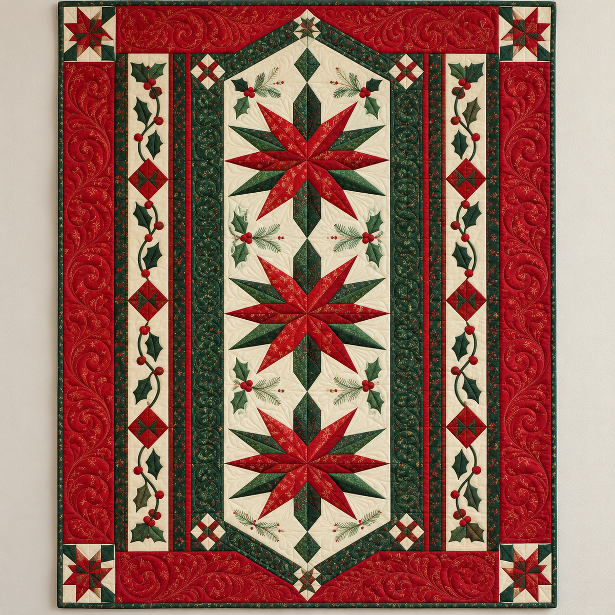 Christmas Stars In Red And Green TD141026372 Quilt Blanket