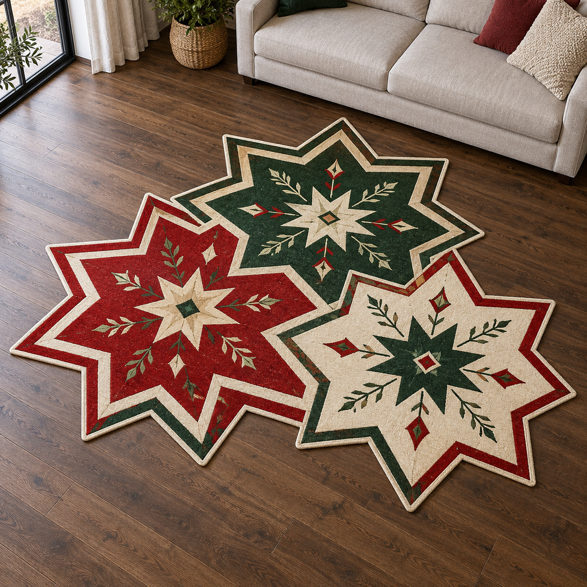 Christmas Star Trio TD131026373 Custom Shape Area Rug